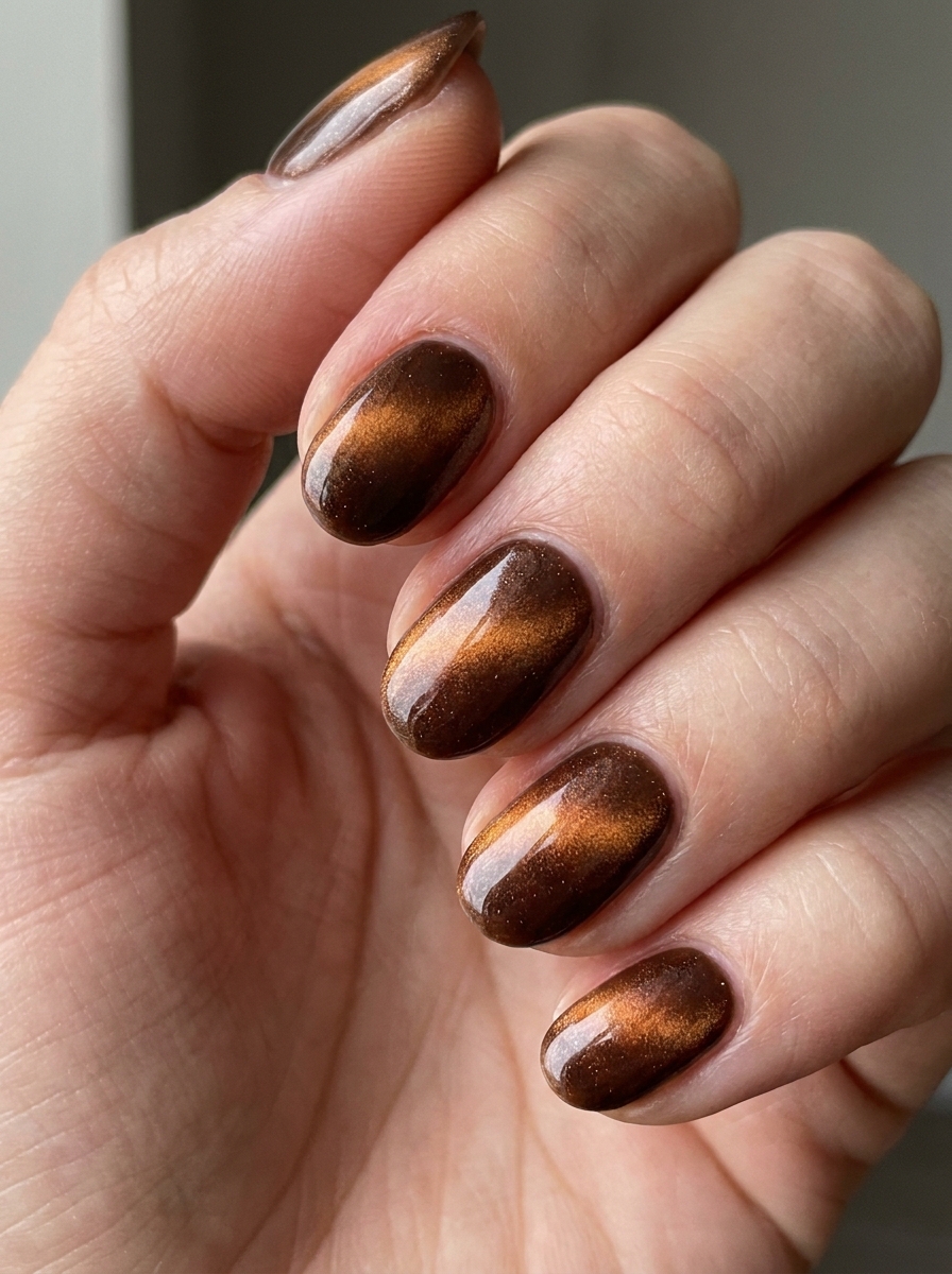 Amber Cat Eye Nails als Oktober Nägel Ideen Inspiration 2026